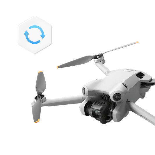 White drone with propellers on a black background