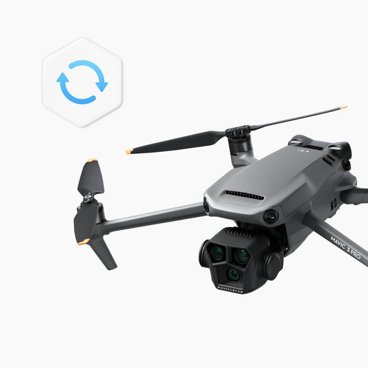 Gray drone with camera on a white background