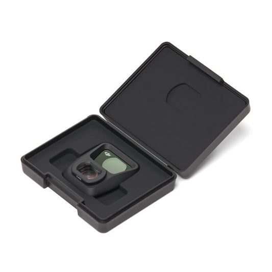 Black camera case with a digital camera inside on a white background