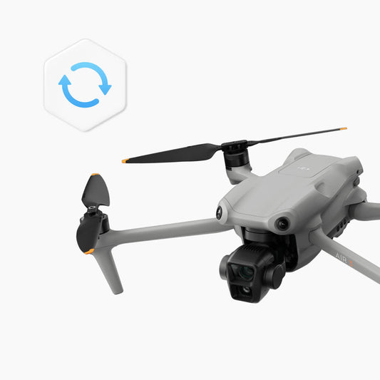 Gray drone with propellers on a white background