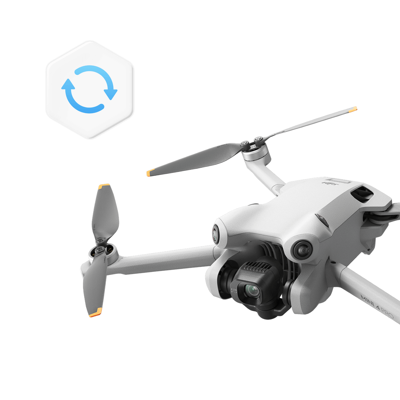 White drone with propellers on a black background