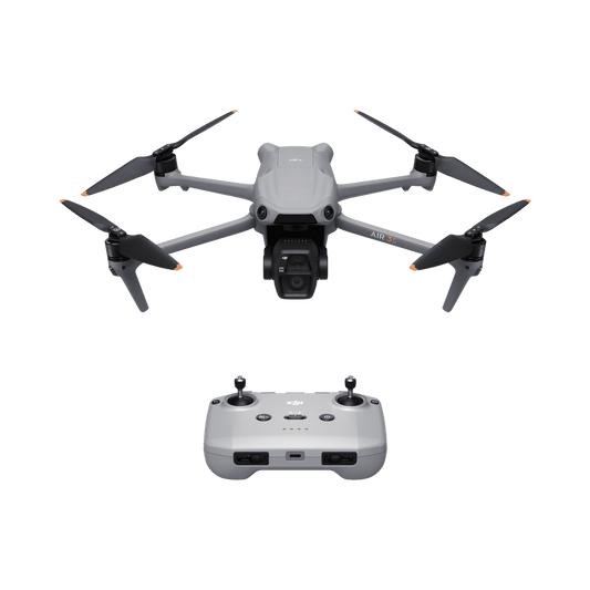 DJI Air 3S Drone and remote control on a black background