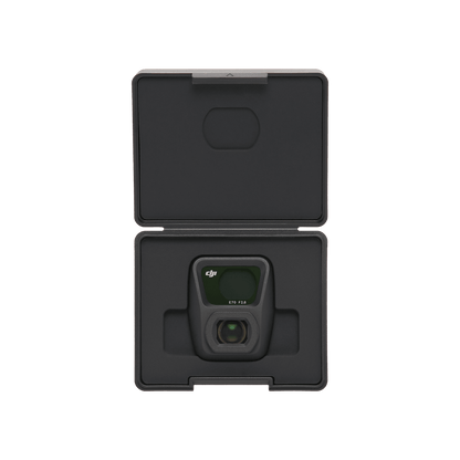Black camera case with a camera inside on a white background