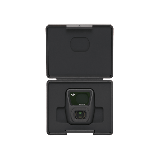 Black camera case with a camera inside on a white background