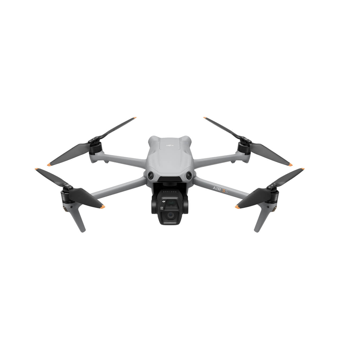 Gray drone with four propellers on a white background