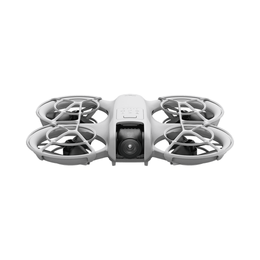DJI Neo White drone with camera on a black background
