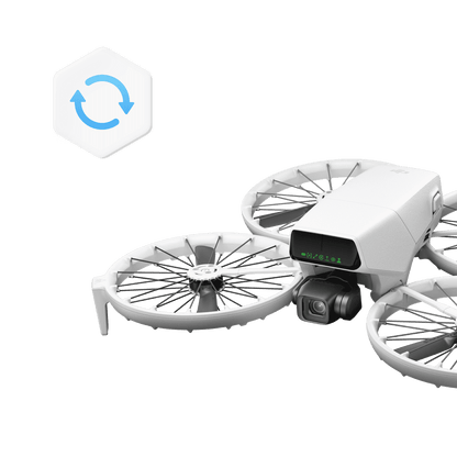 White drone with propellers and a camera on a black background