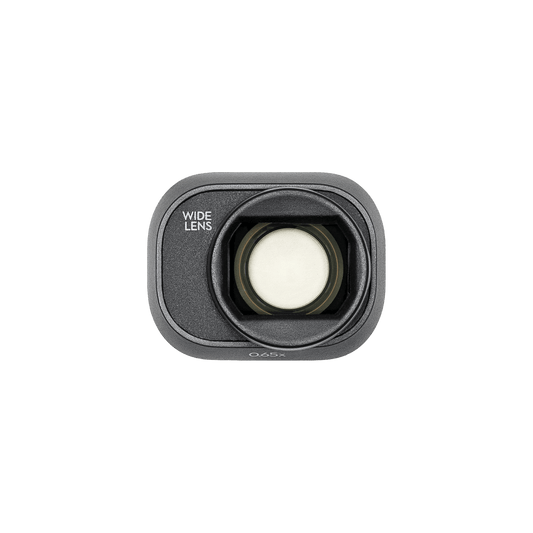 Camera lens with 'Wide Lens' text on a black background
