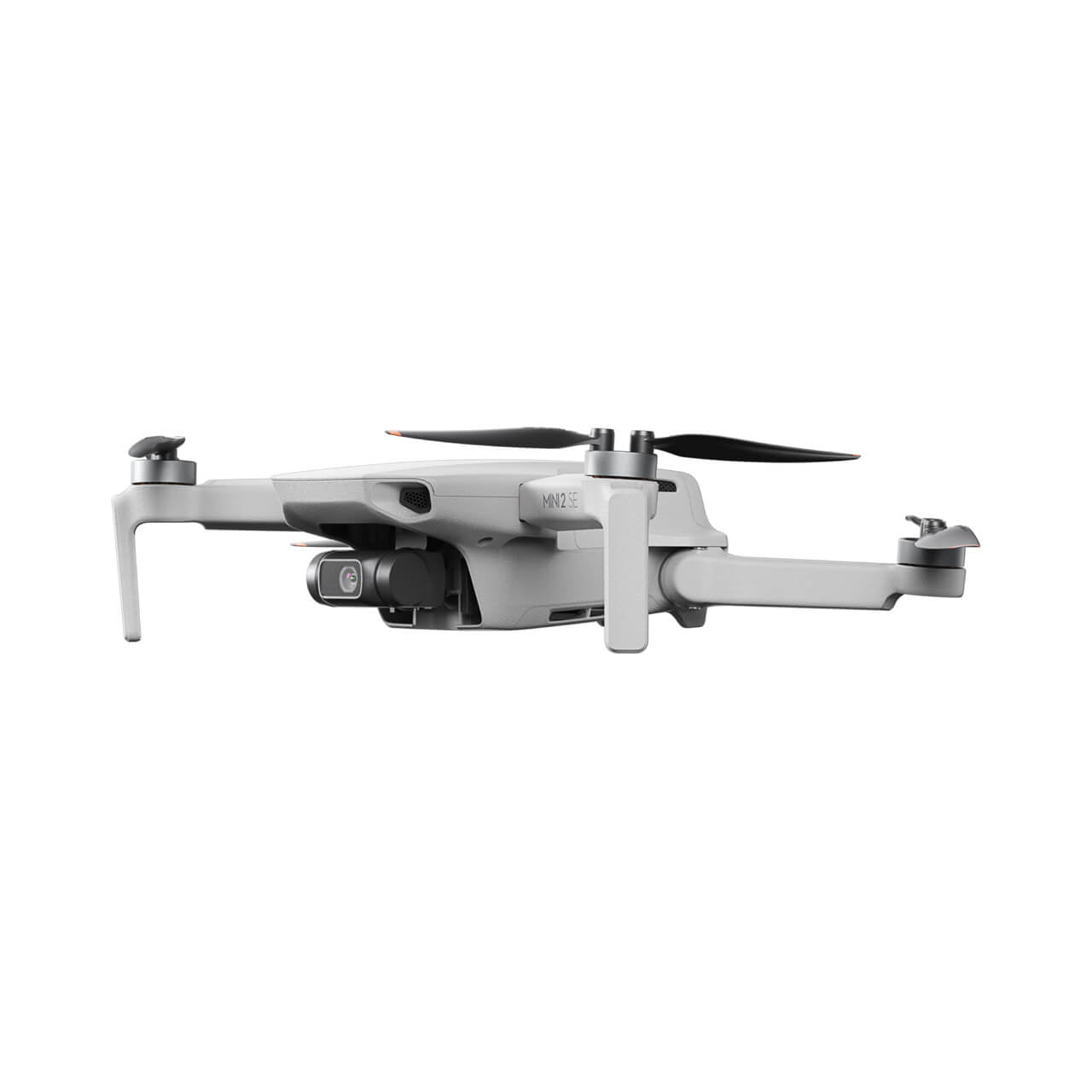 DJI Mini 2 SE drone with propellers on a white background