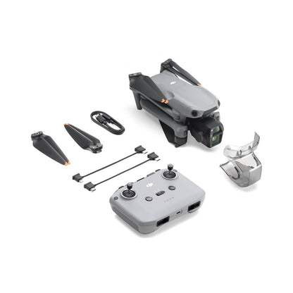 DJI Air 3S Drone and its accessories on a white background