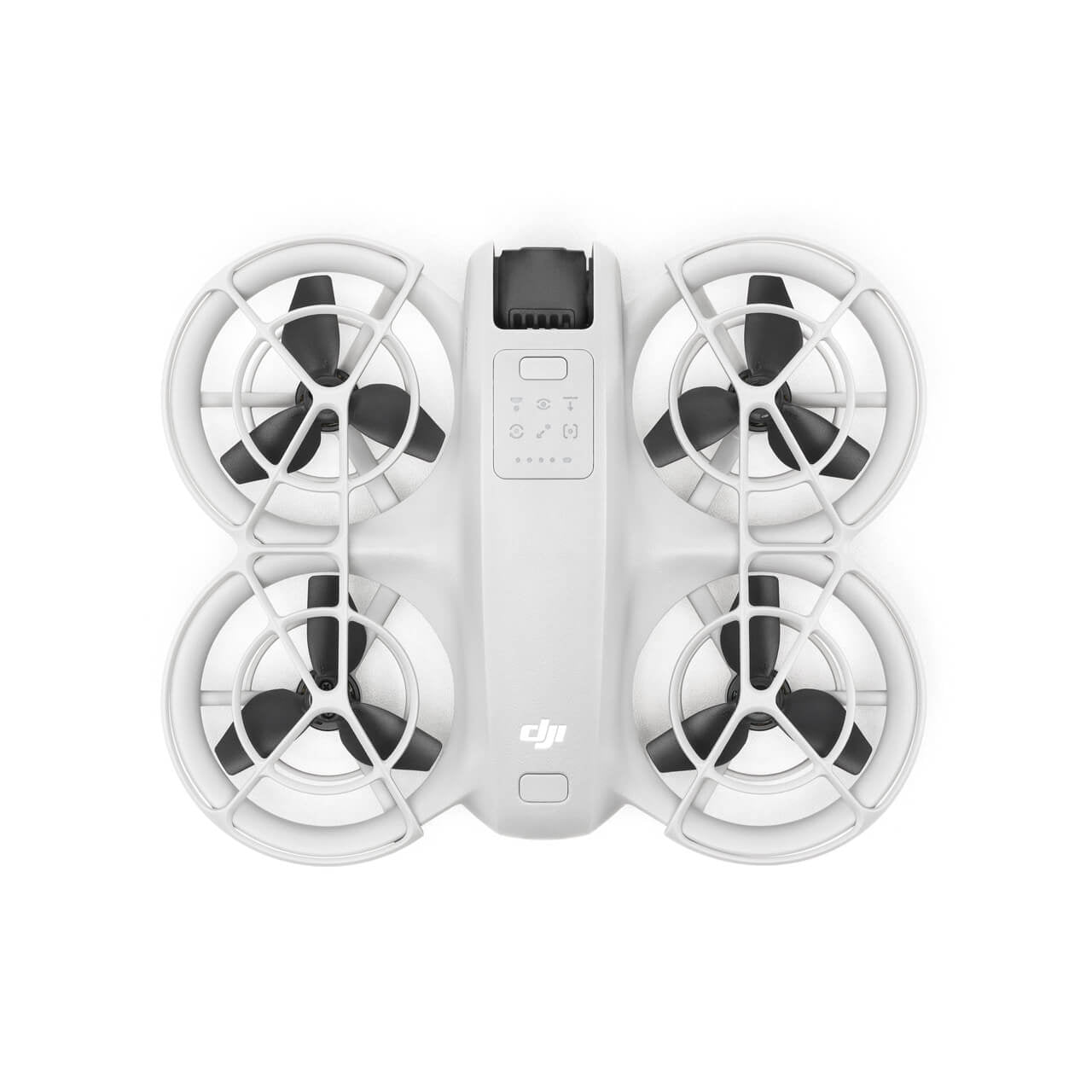 DJI Neo White drone with four propellers on a white background
