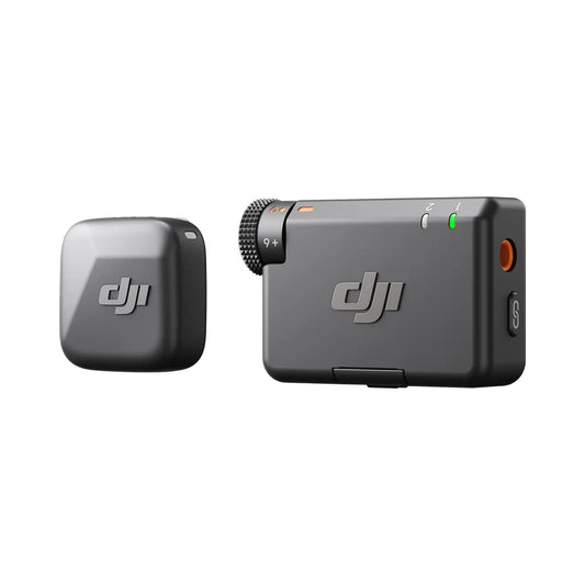 DJI Mic Mini and remote control on a white background