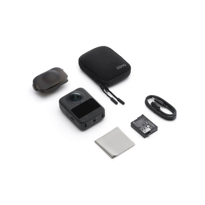 Osmo 360 action camera with accessories on a white background