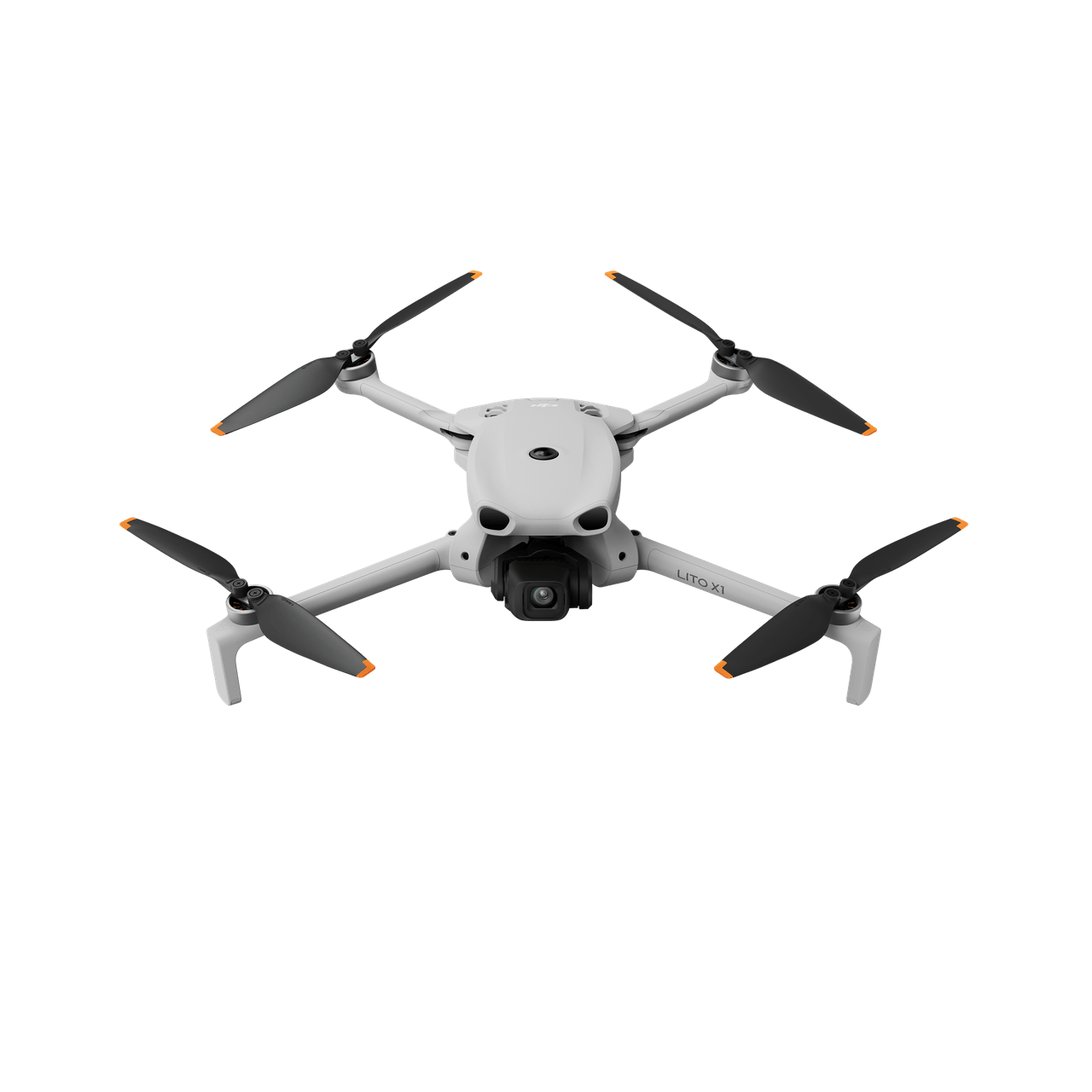 White drone with black propellers on a transparent background
