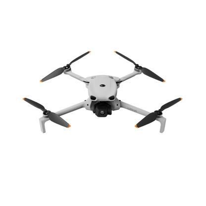 White drone with black propellers on a transparent background