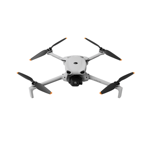 White drone with black propellers on a transparent background
