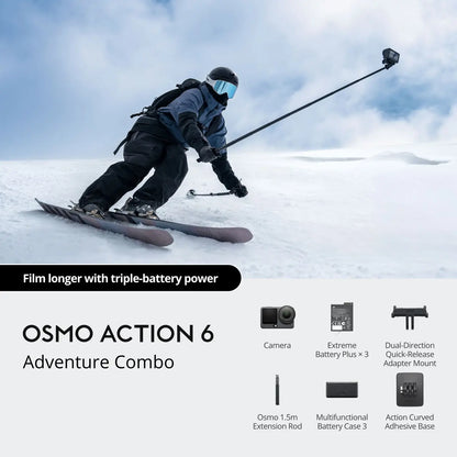 Person skiing with Osmo Action 6 equipment on a snowy mountain