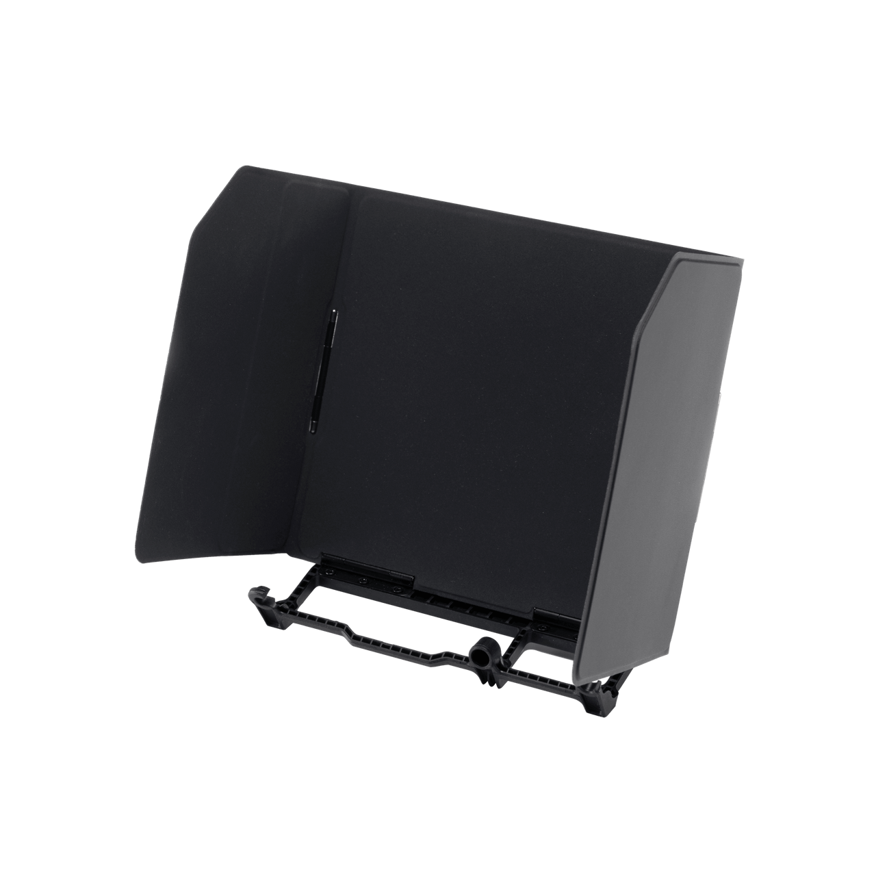 Black protective cover for electronic devices on a white background