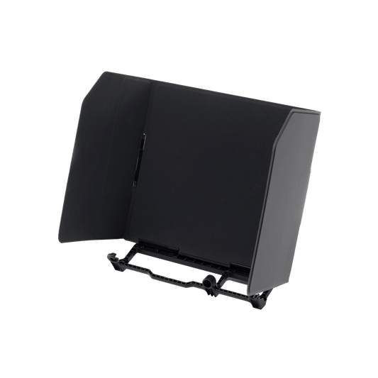 Black protective cover for electronic devices on a white background