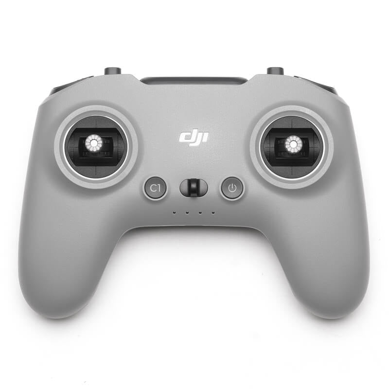 Gray DJI remote control on a white background