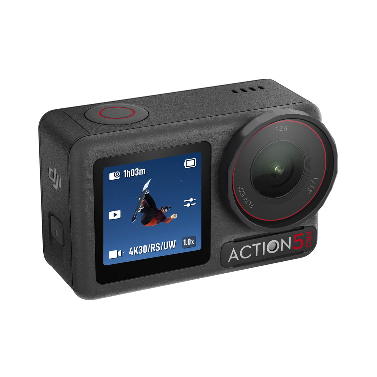 DJI Action 5 Pro action camera on a white background