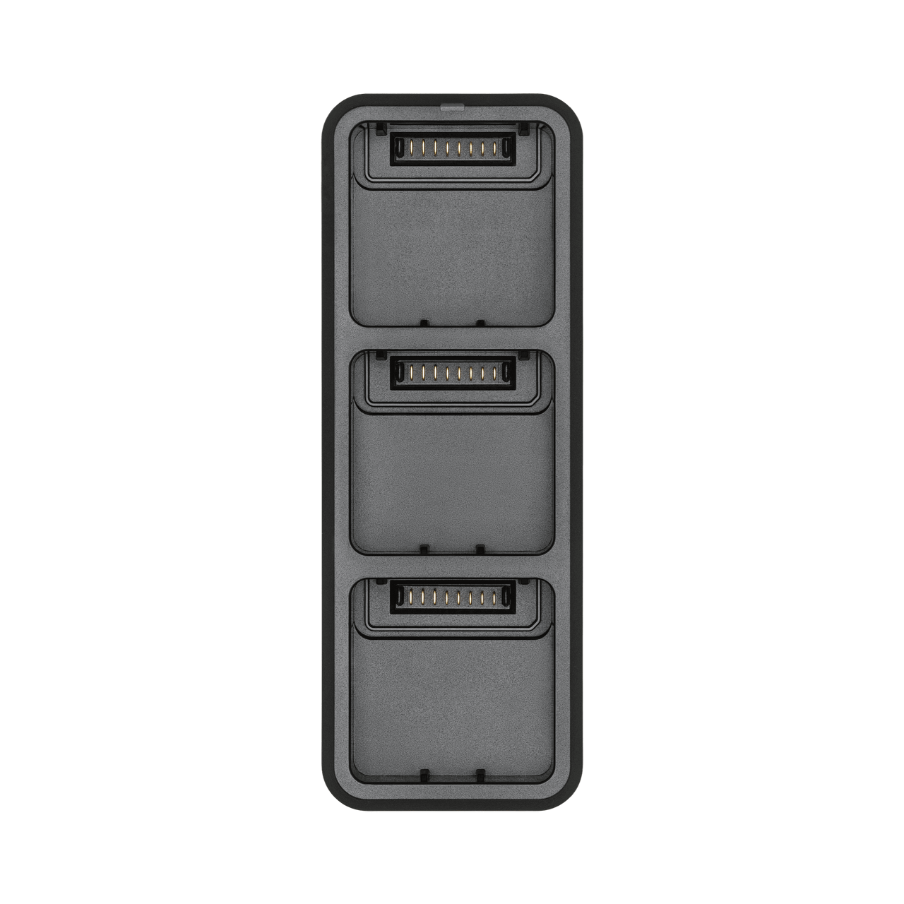 Gray electronic module with multiple connectors on a white background