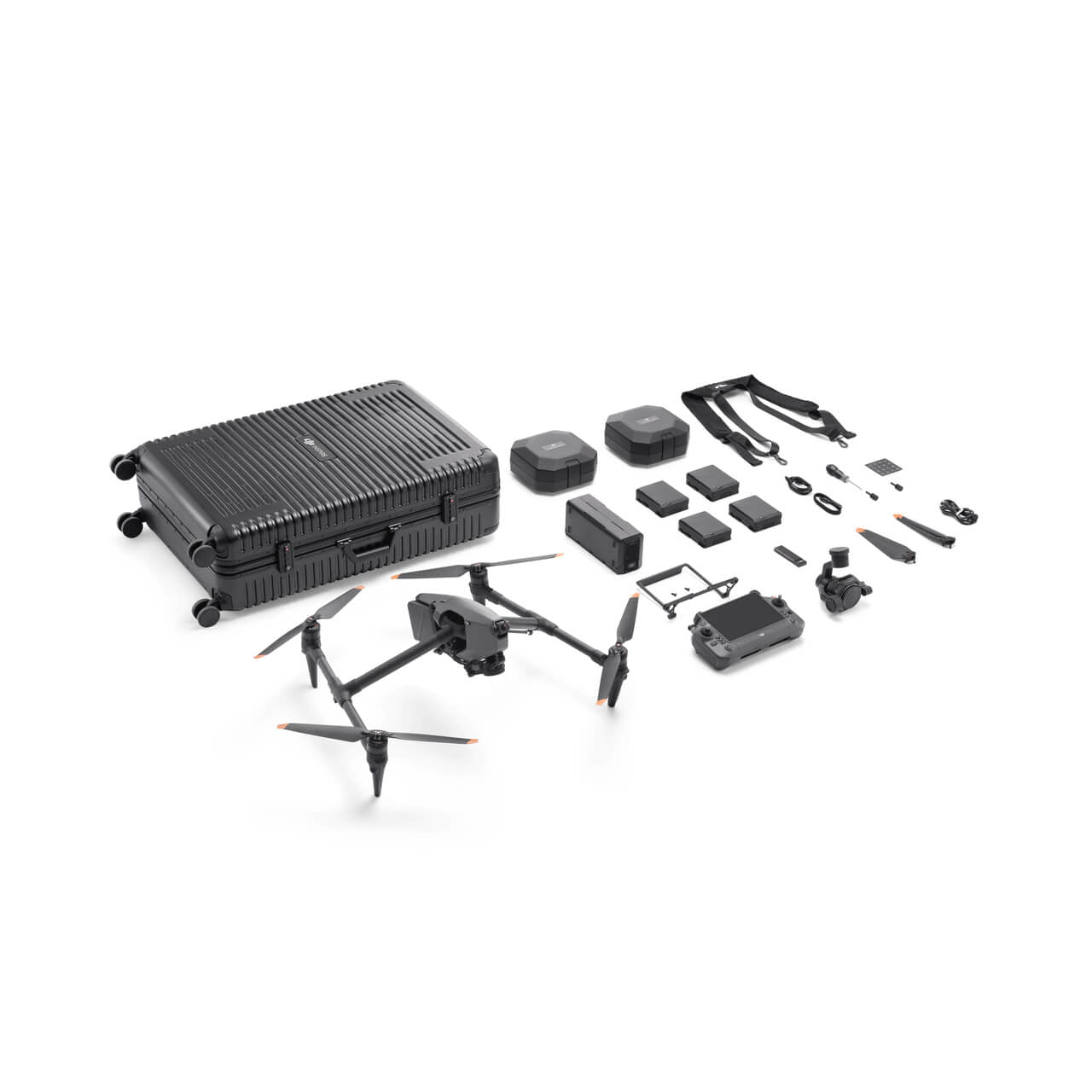 DJI Inspire 3 drone and accessories on a white background