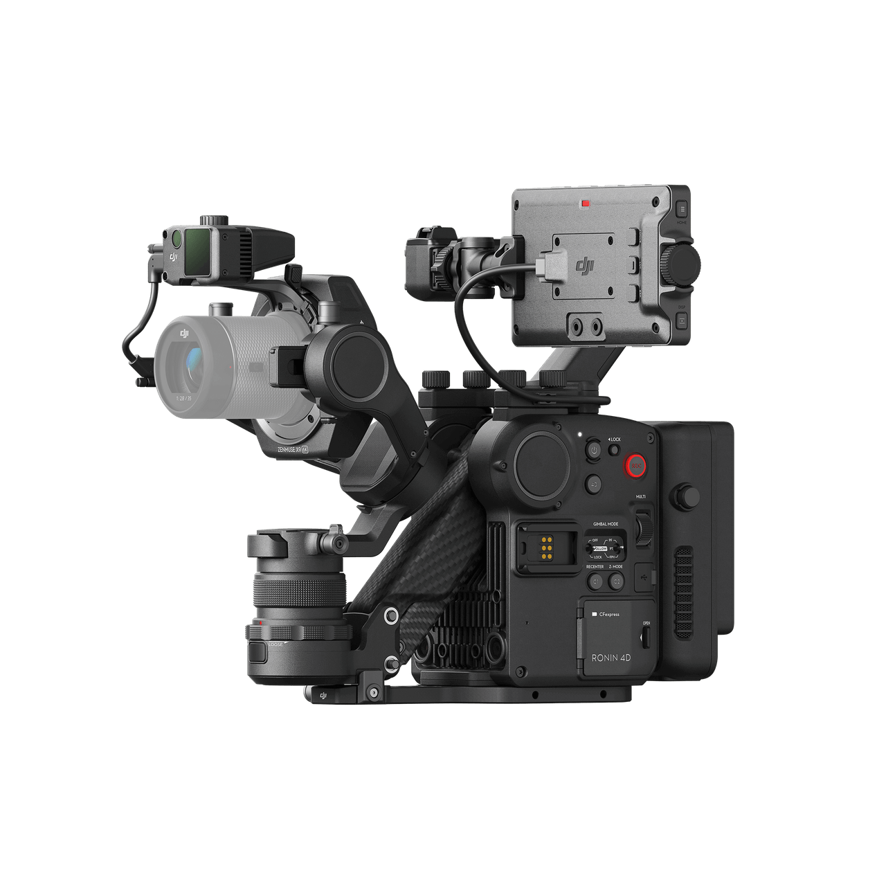 Professional video camera DJI Ronin 4D 6K on a black background