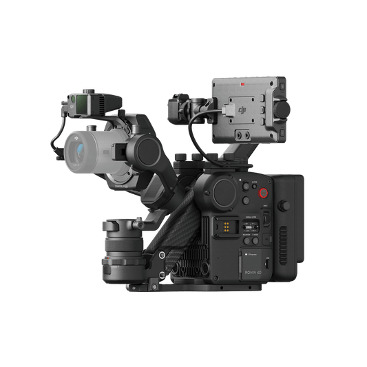 Professional video camera DJI Ronin 4D 6K on a black background