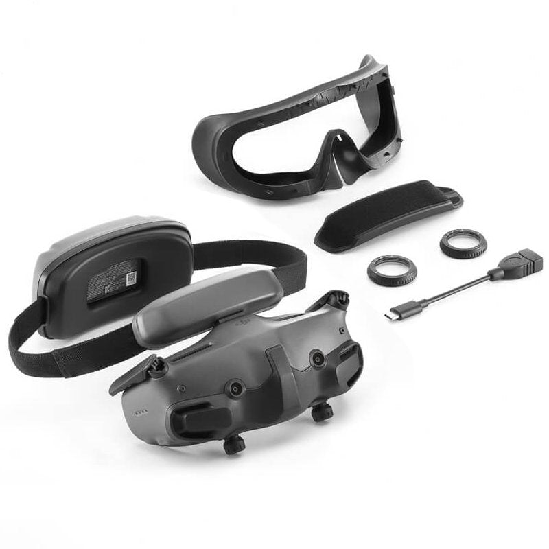 DJI Goggles components on a white background
