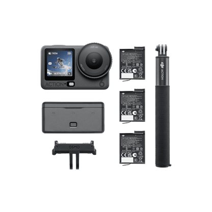 Collection of DJI Action camera accessories on a white background
