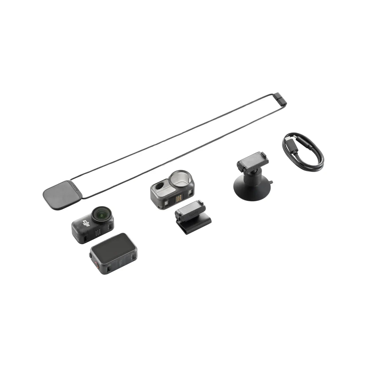 Set of camera accessories on a white background