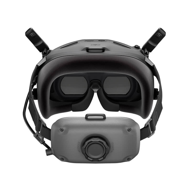 Black VR headset with controller on a white background
