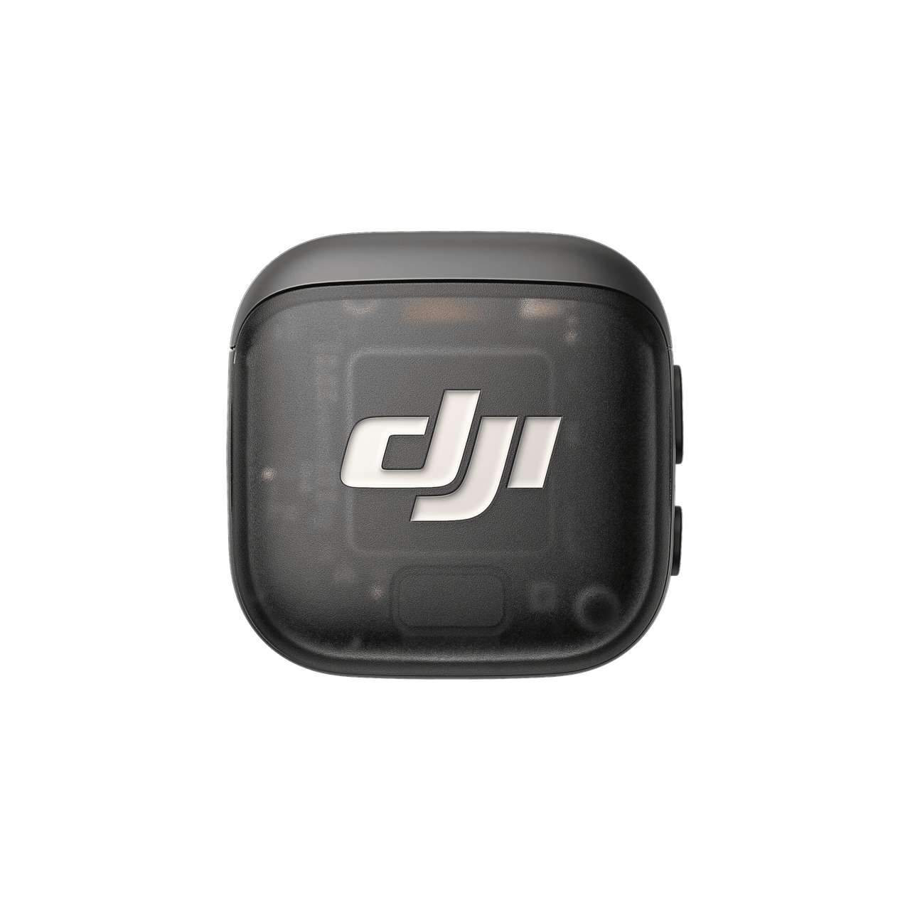 Black DJI Mic 3 transmitter device with DJI logo on a white background