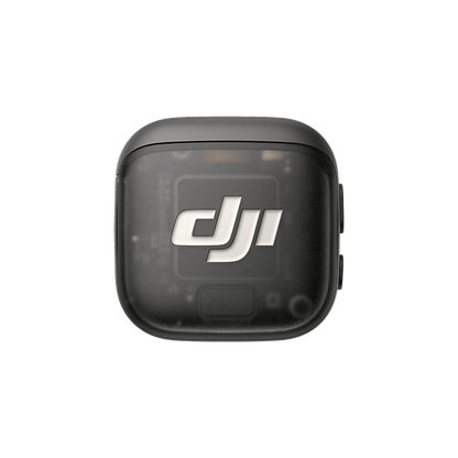 Black DJI Mic 3 transmitter device with DJI logo on a white background