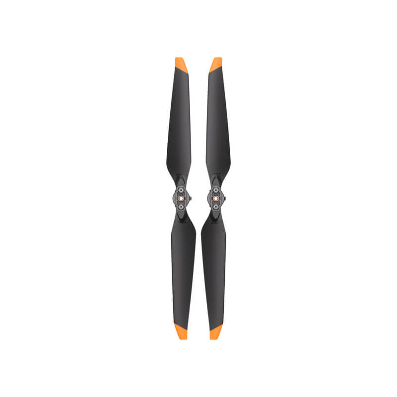 Pair of black propellers with orange tips on a white background