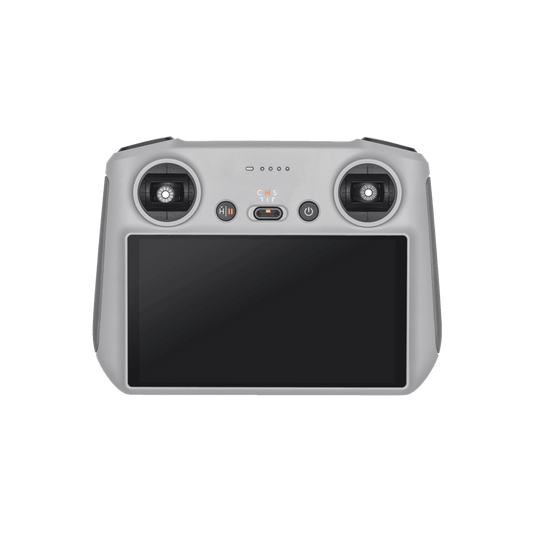 White drone controller with screen and control buttons on a white background