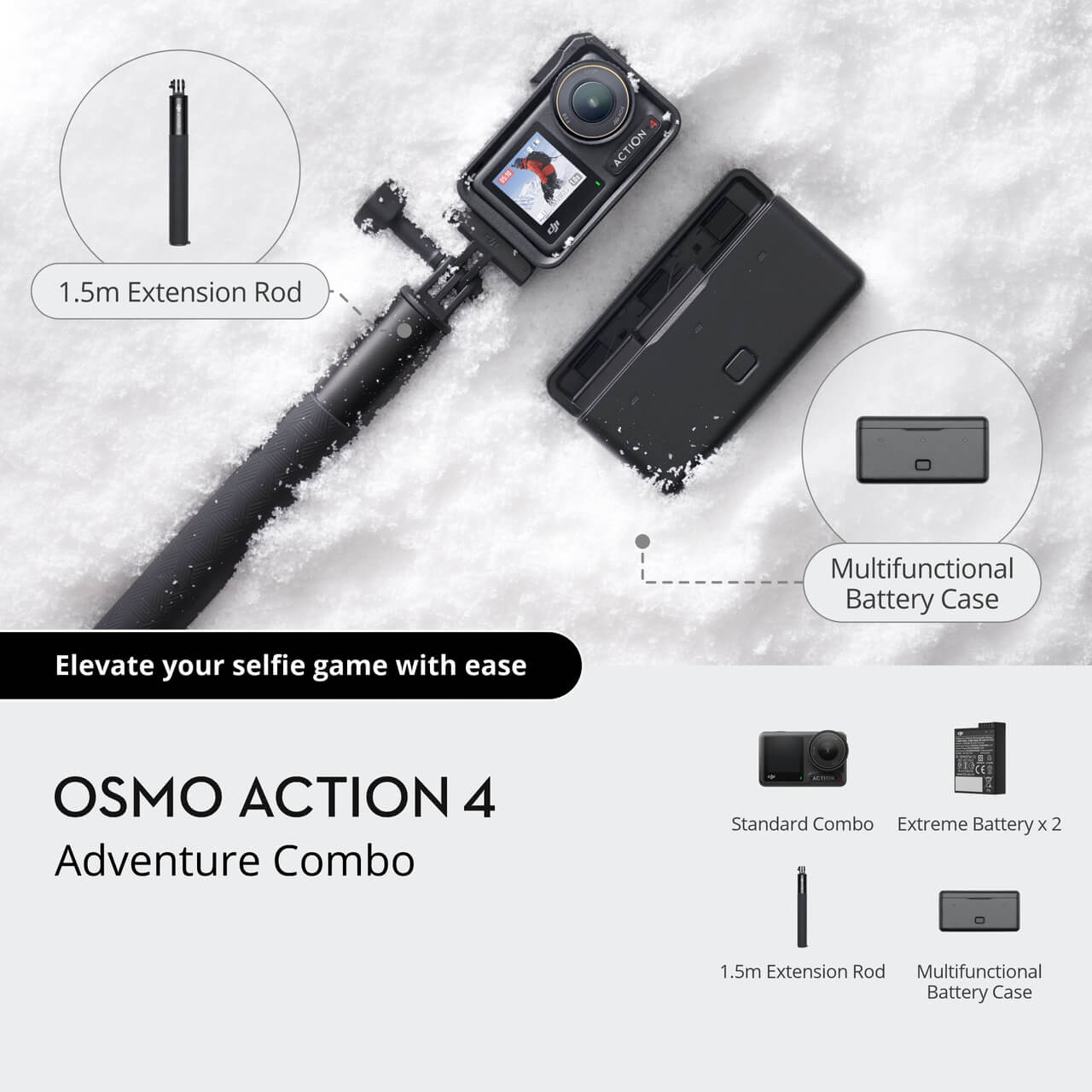 Osmo action 4 adventure combo in snowy background