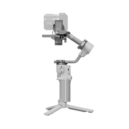 DJI RS 4 Mini Camera stabilizer with a camera attached on a white background