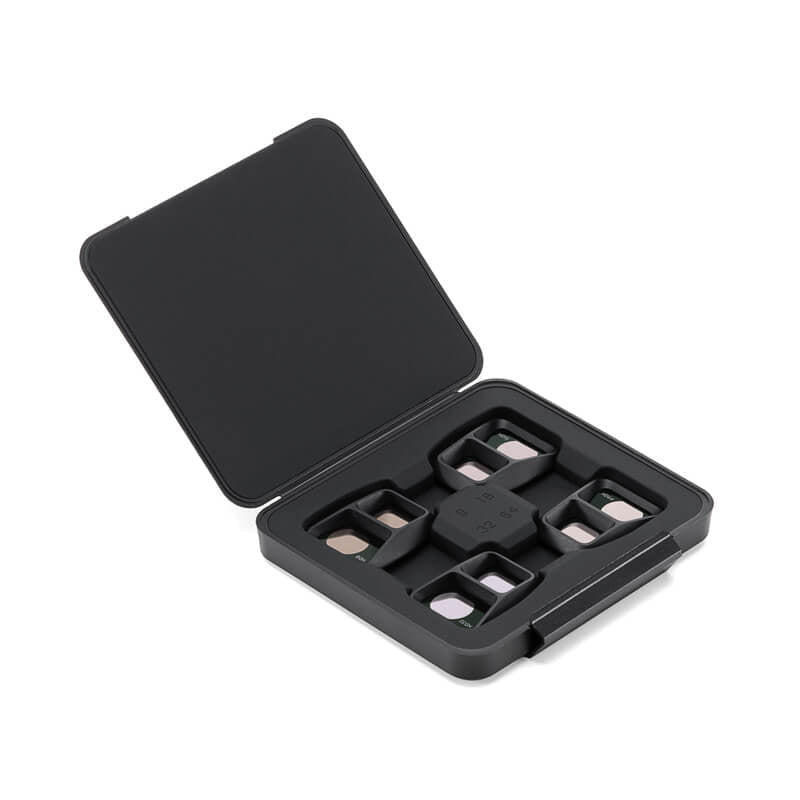 Black carrying case with multiple compartments on a white background