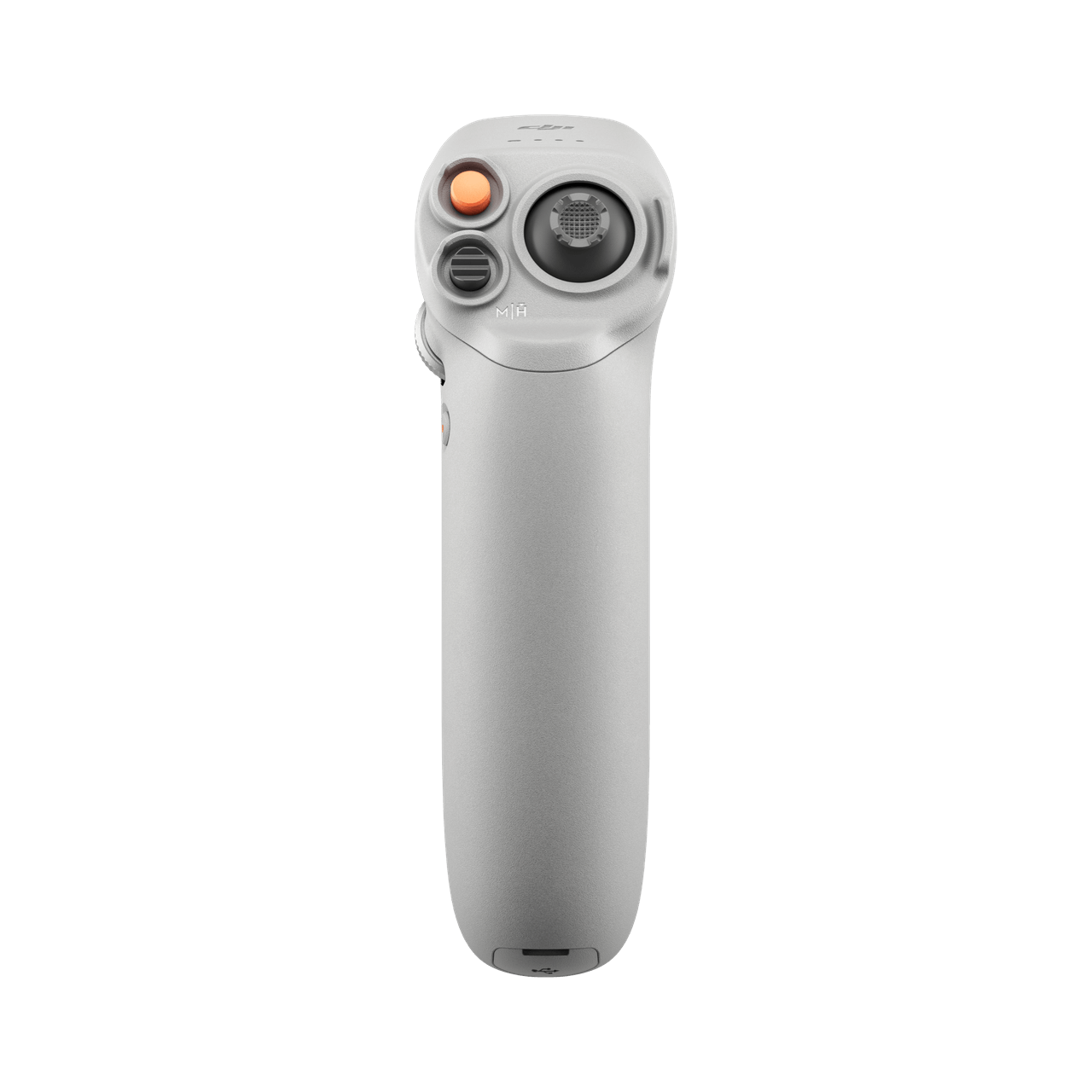 White handheld device with buttons on a black background