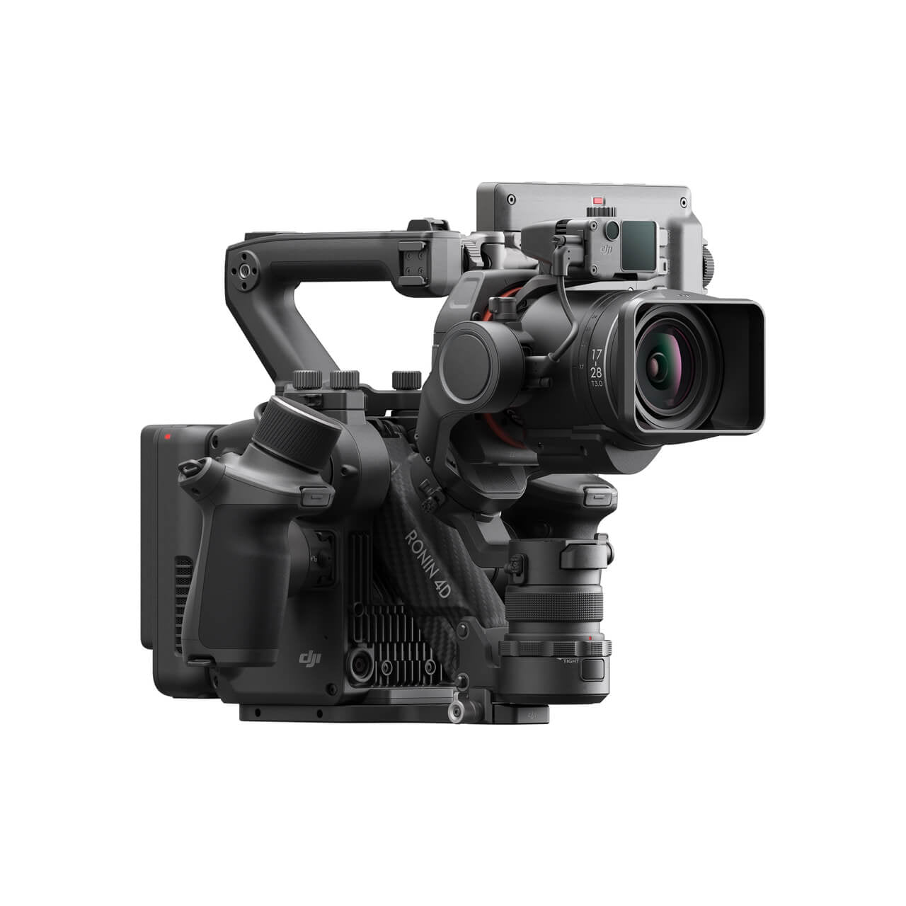 Professional DJI Ronin 4D 8K camera with gimbal on a white background