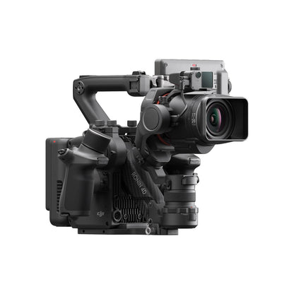 Professional DJI Ronin 4D 8K camera with gimbal on a white background