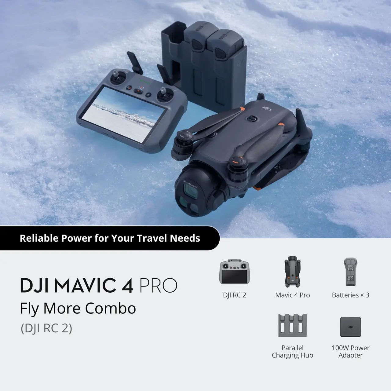 DJI Mavic 4 pro fly more combo RC 2 on icy ground