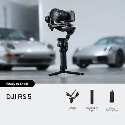 DJI RS 5 camera gimbal with cars in the background