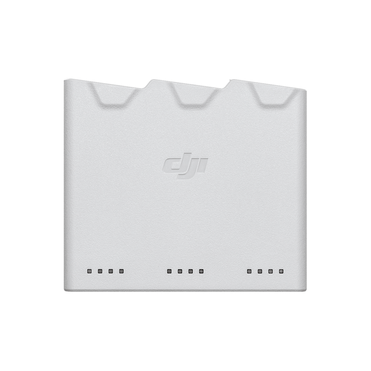 White battery with DJI logo on a black background