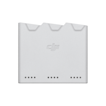 White battery with DJI logo on a black background
