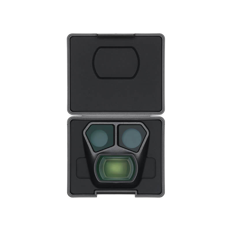 Camera lens with protective case on a white background