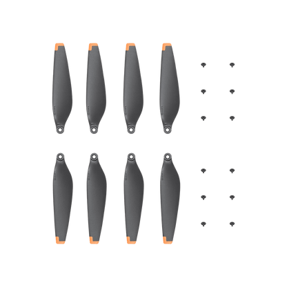 Set of gray and orange propellers on a black background