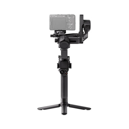 Camera stabilizer with a camera attached on a white background